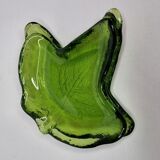 Two empty pressed glass pockets in the shape of ivy leaves, 17 cm