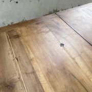 Table de ferme noyer plateau pivotable à allonges