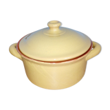 Pot with lid, ceramic soup maker enamelled with mustard yellow