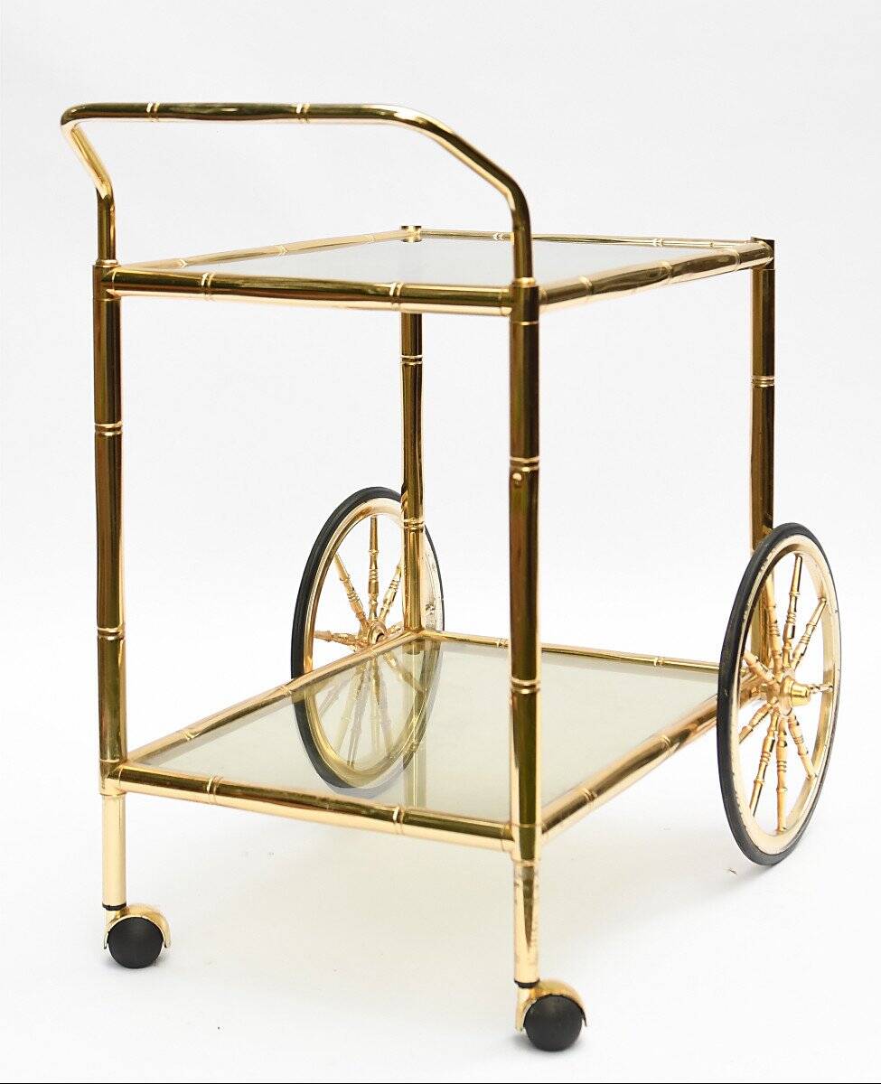Vintage bamboo style trolley on wheels