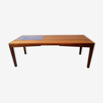 Danish rosewood and mosaic ceramic tile coffee table, 1960s