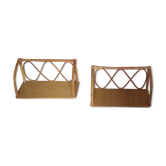 Pair of vintage bamboo shelves