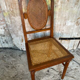 4 chaises anciennes style Louis XVI en bois et cannage, XIXème s.