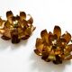Pair of 70's gilded floral Regency wall or ceiling lamp with large leaves