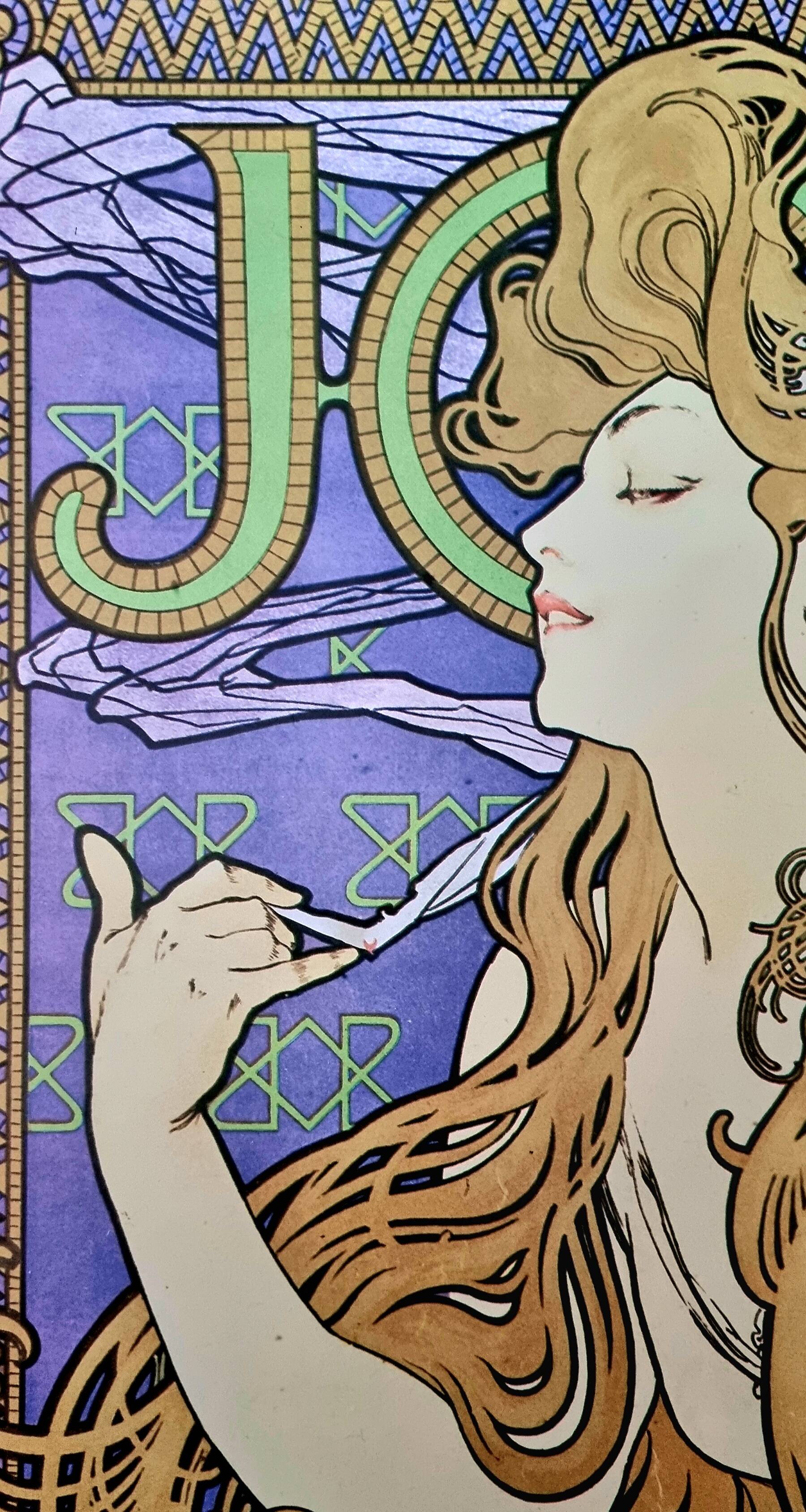 Alphonse mucha - advertising poster for "job" cigarette rolling paper - 1985 - 1890s