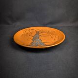 Glazed ceramic plate signed Jean Marais face & tree Vallauris