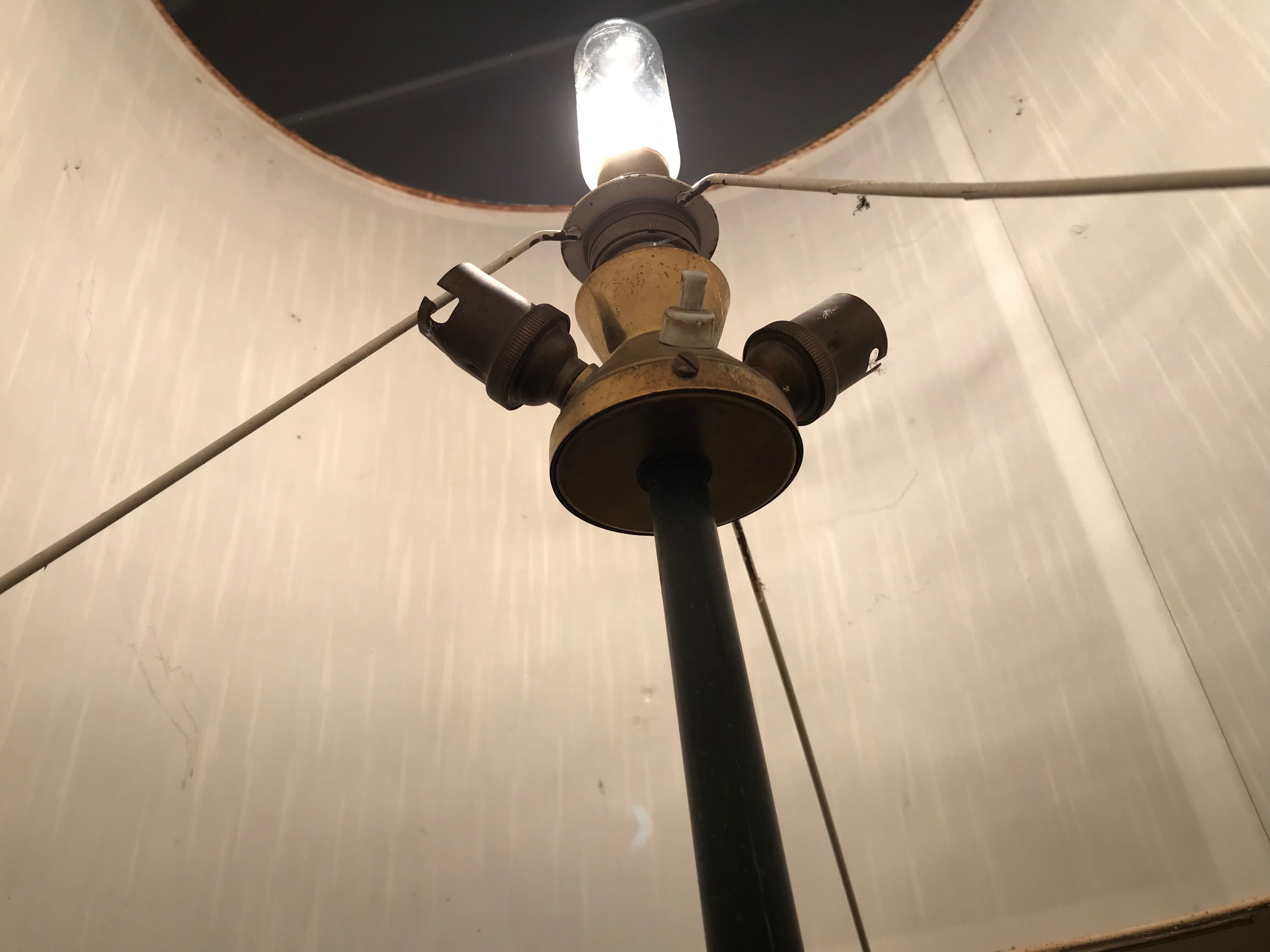 Floor lamp in black lacquered metal, 50s.