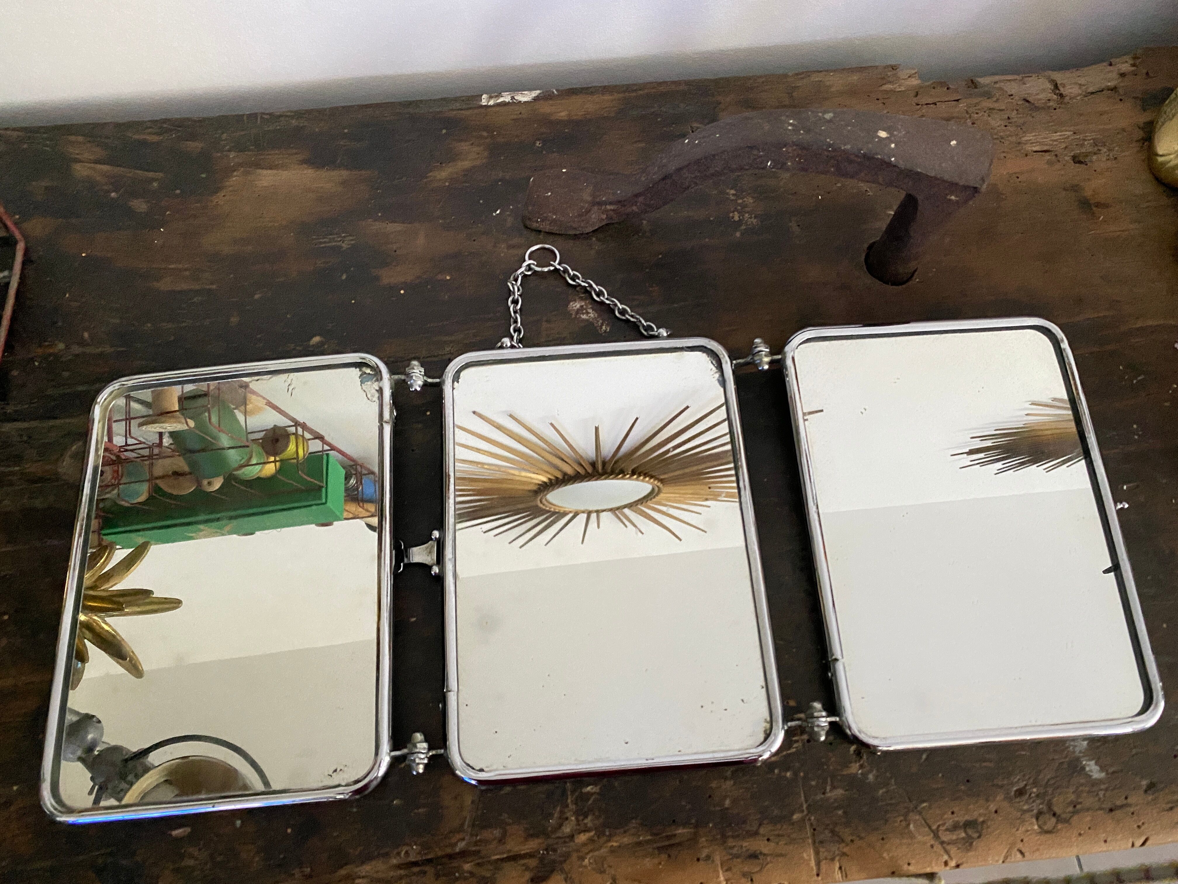 Miroir barbier triptyque vintage