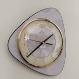Pendulum, white formica clock, triangle shape, vintage, functional