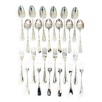 Christofle hemerocallis, dessert cutlery, 12 spoons and 12 forks