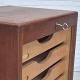 1960s, Danish office cabinet, original condition, teak wood, sliding doors, drawers inside.