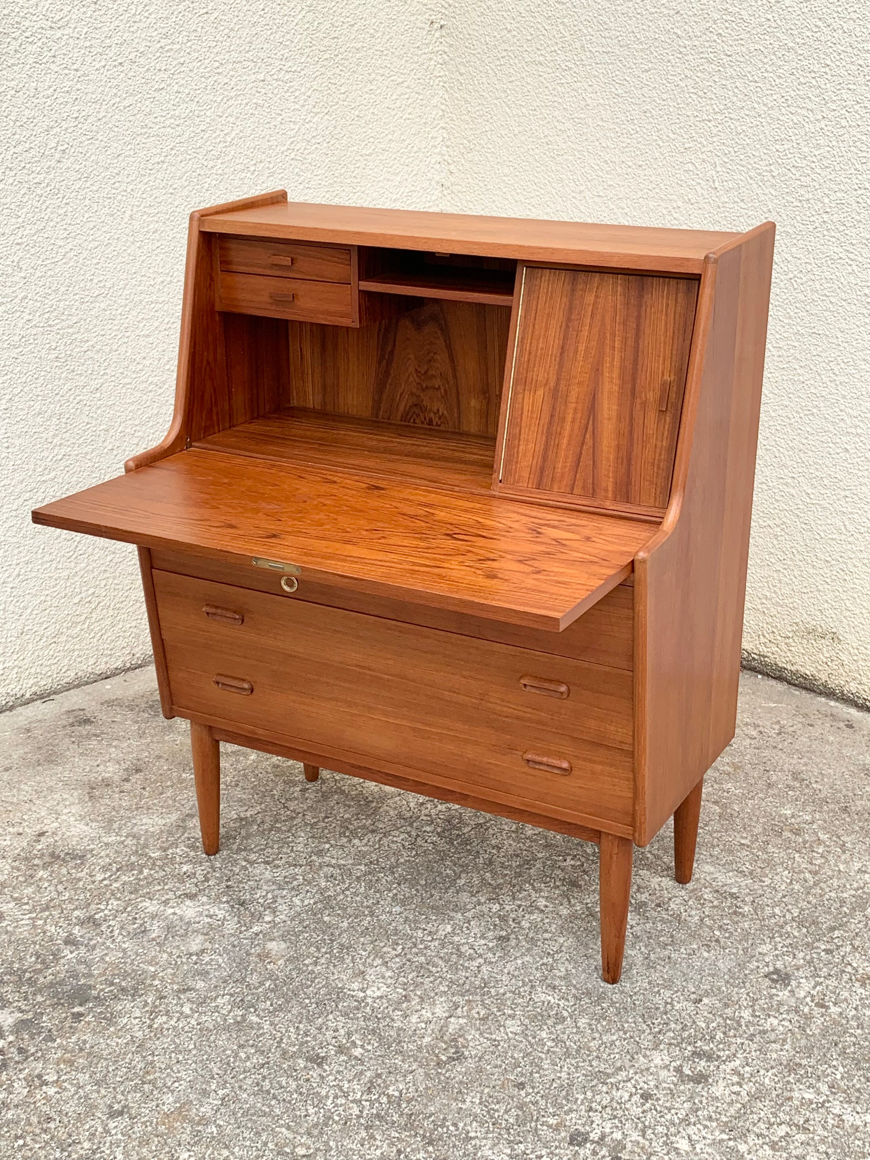 Secretary chest of drawers Teak by Arne Wahl Iversen for Falster Modelfabrik 1960