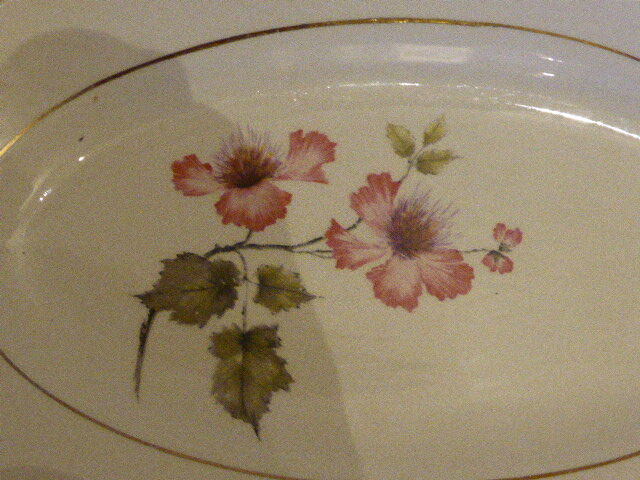 Two small service dishes Eglantiers motif, Madrigal model, KG Lunéville Badonviller France, former, circa 1940