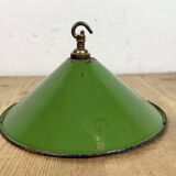 Industrial British Green Enamel Factory Pendant Lamp, 1950s