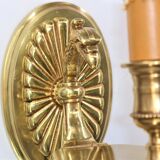 Pair of Gilt Bronze Wall Lamps, Directoire Style, Lucien Gau