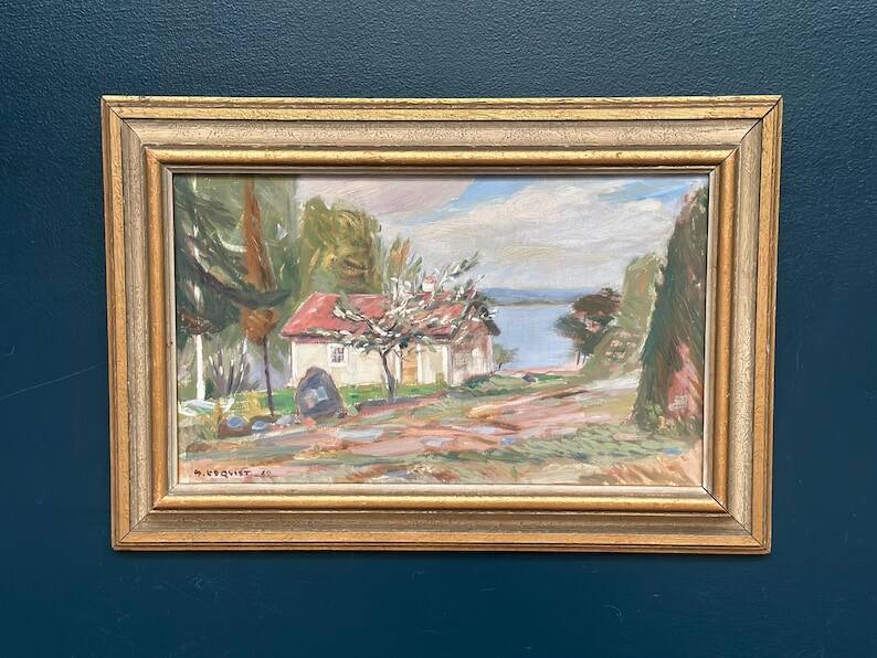 Swedish Oil On Panel "Landscape View" by S. Toqvist, Vintage & Framed 57×40cm