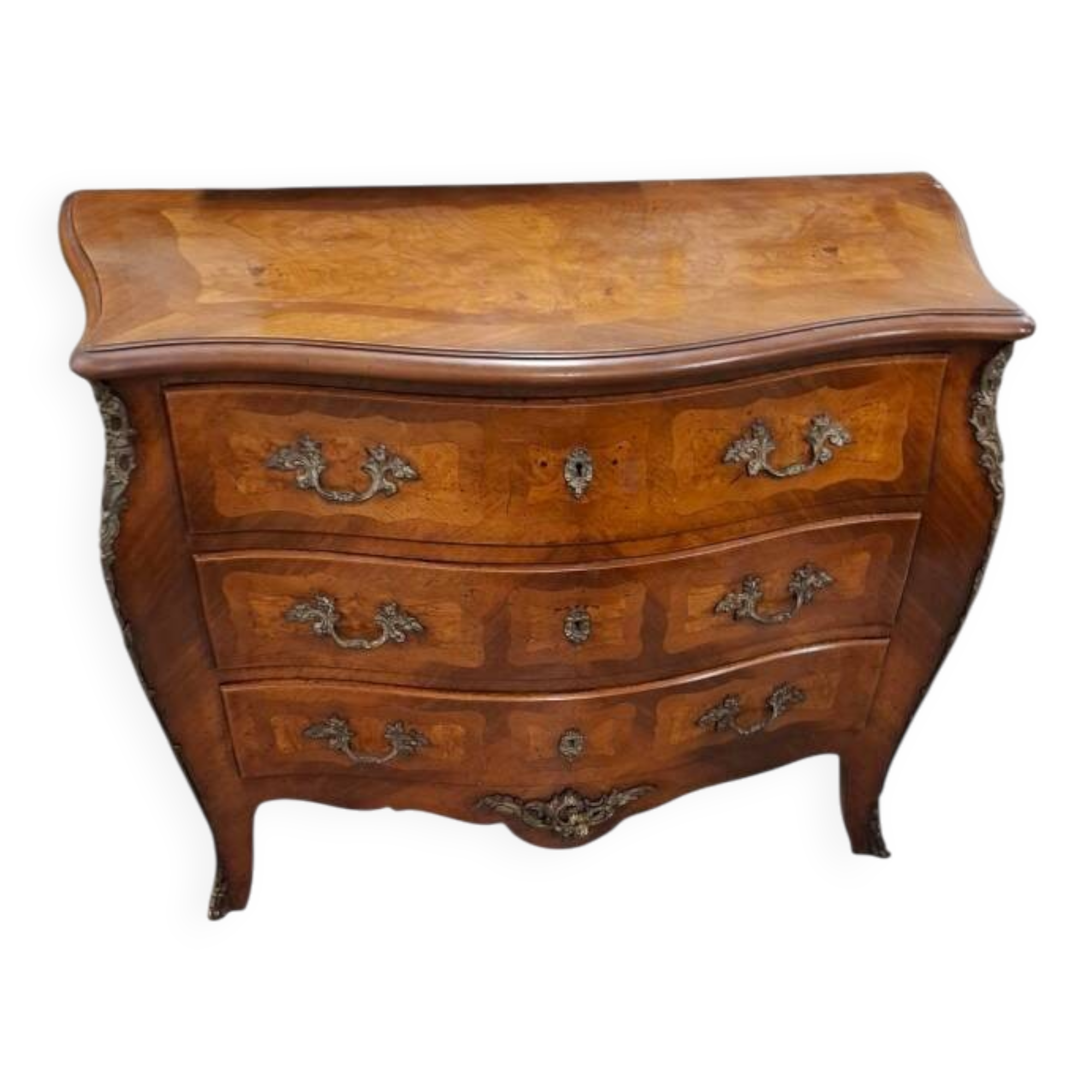 Louis XV style chest of drawers in marquetry flag