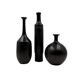 Ensemble de 3 vases en céramique bucchero noirs du milieu du siècle, Sebastiani Italie 1960