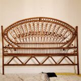 Peacock headboard in vintage rattan