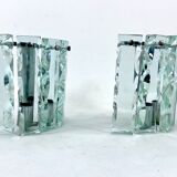 Set of two cut glass sconces by Zero Quattro, Italy 1970s