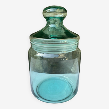 Bonbonnière en verre turquoise