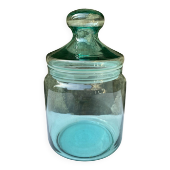 Bonbonnière en verre turquoise