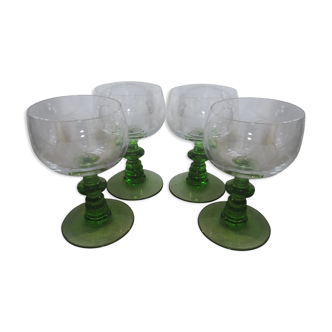 Quartet of white wine glasses D'Alsace