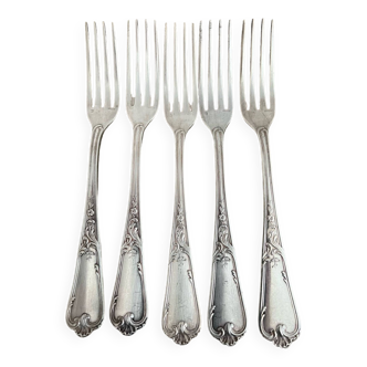 Set of 2 x 5 silver metal forks with Ercuis hallmark