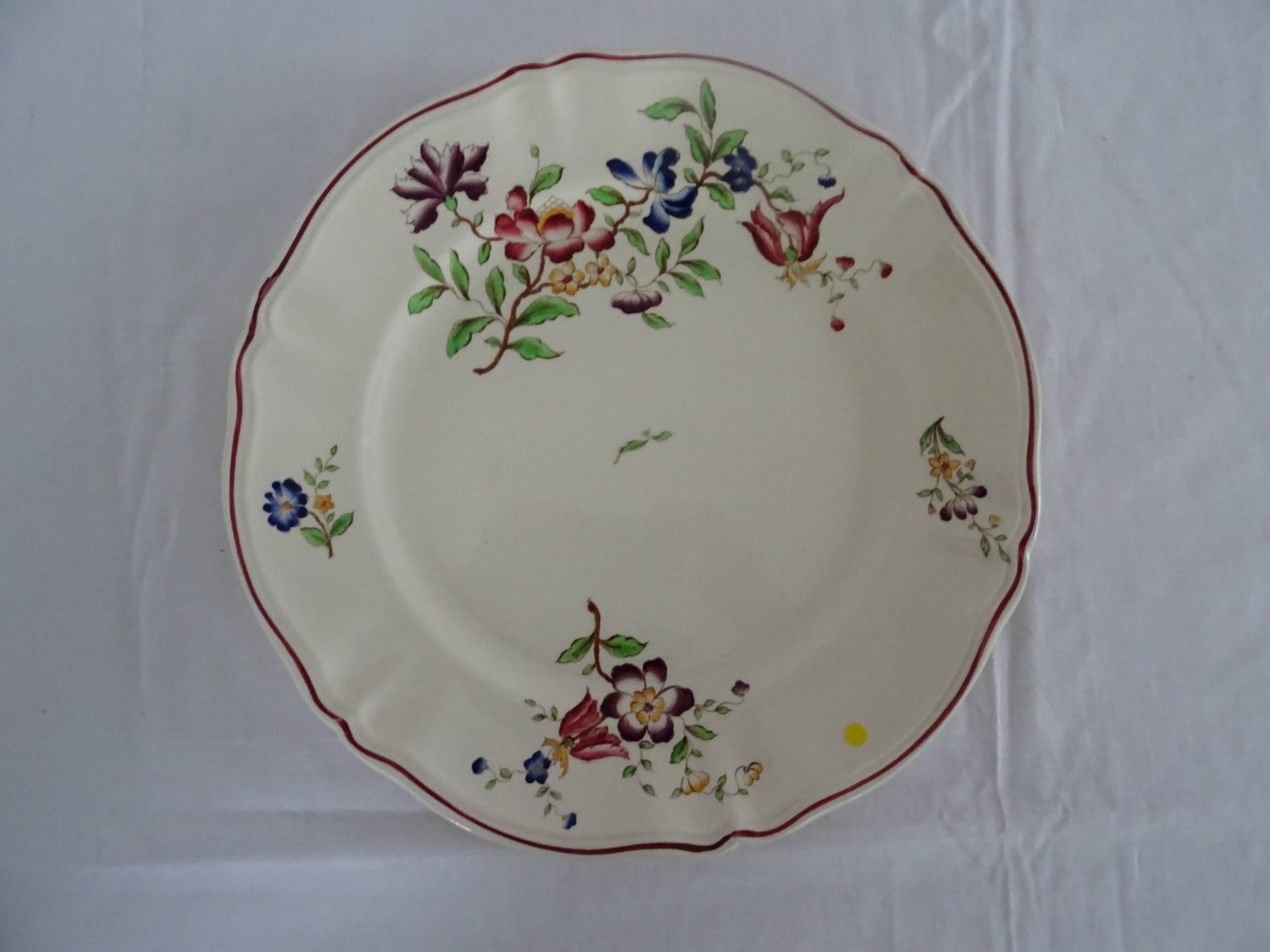 Large dish Sarreguemines 513112 faience old flowers STRASBOURG