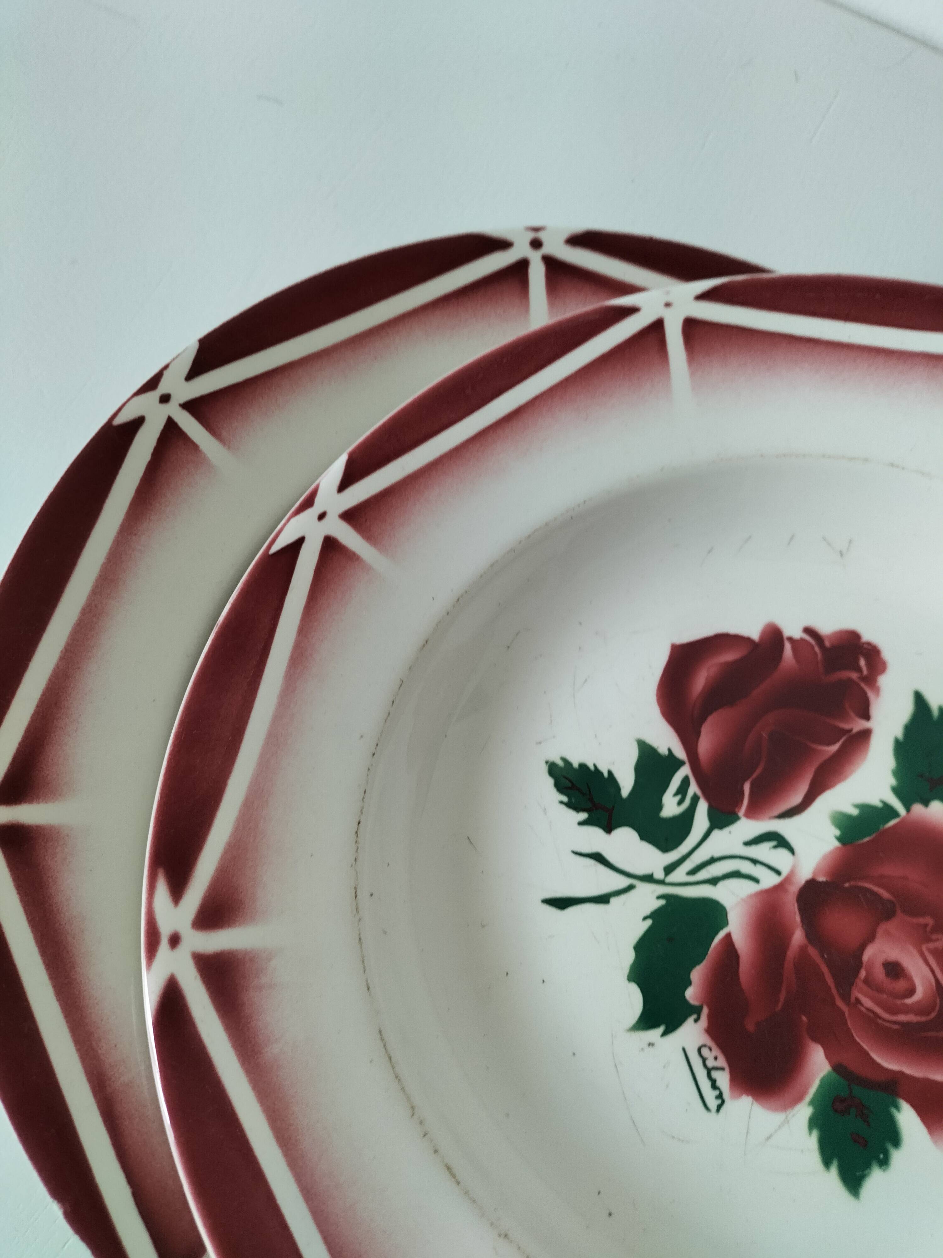 Set of deep plates Digoin Sarreguemines model Cibon