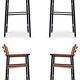 4 classic bar stools with backrest, in natural leather.