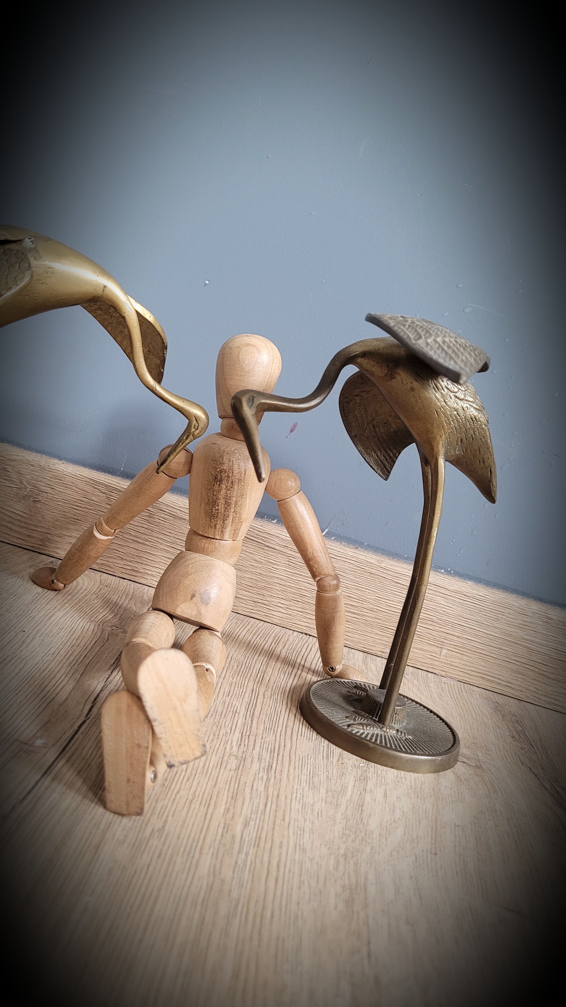 Duo herons brass wings