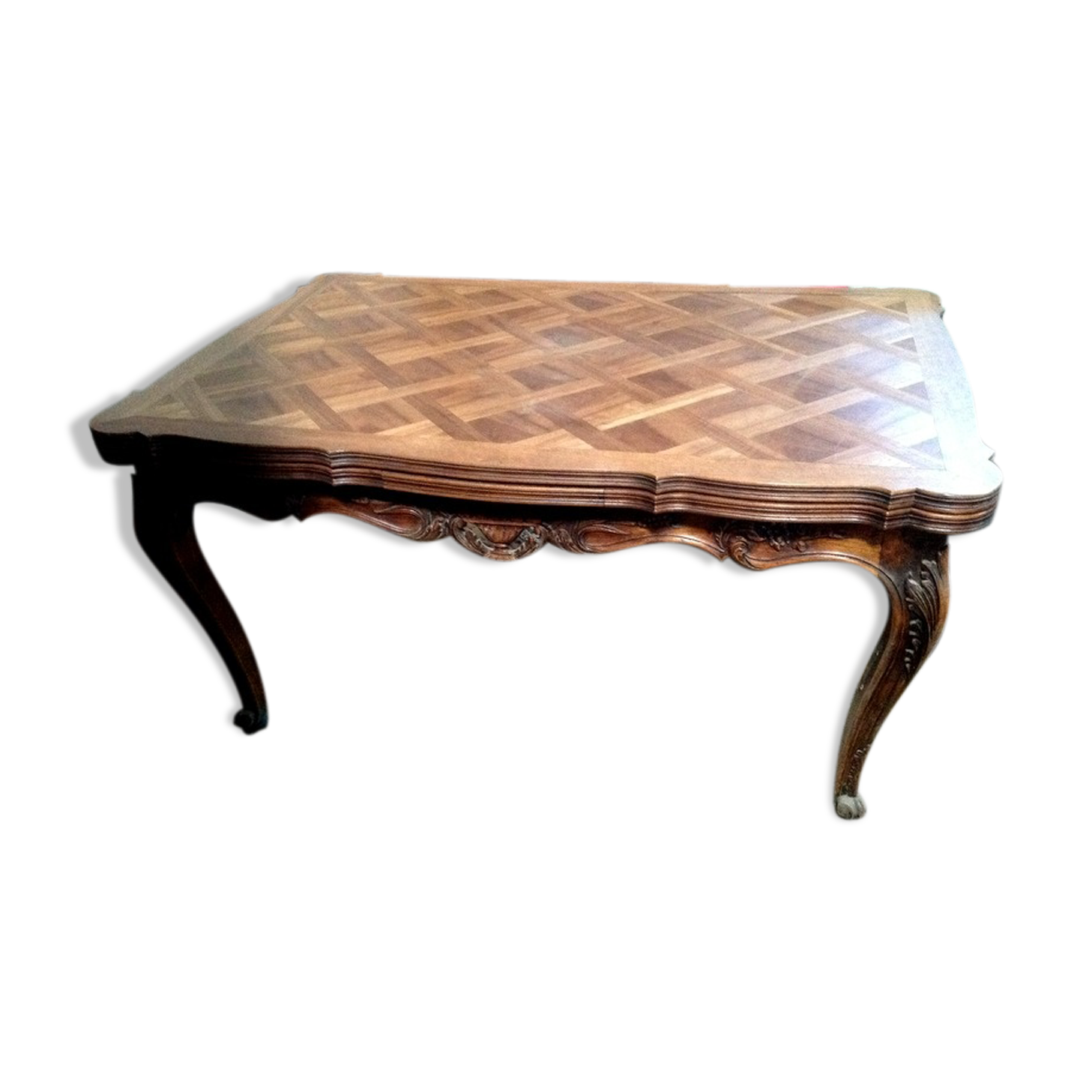 old walnut wood table in louis XV style