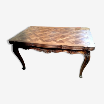 old walnut wood table in louis XV style