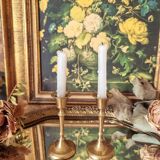 Duo of small brass candlesticks