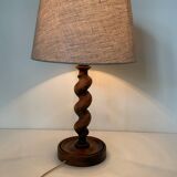 Turned wooden lamp