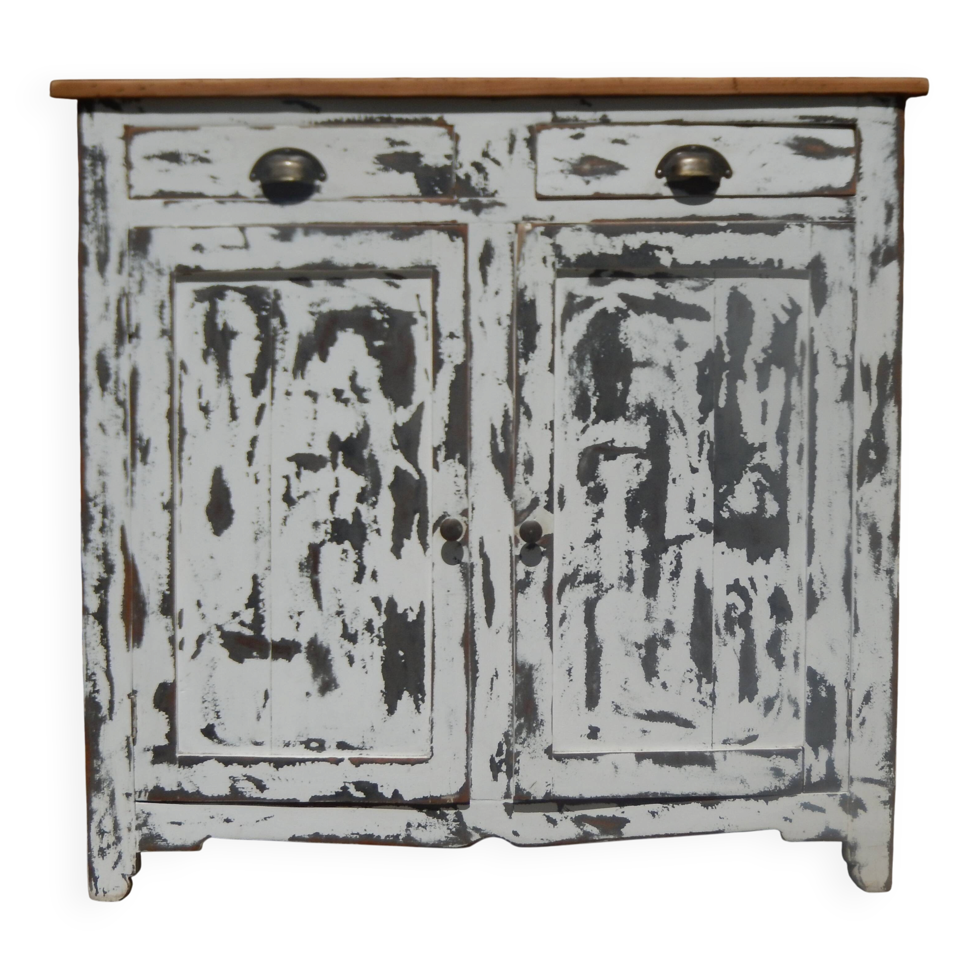 Old workshop furniture, professional piece, patinated Parisian sideboard.