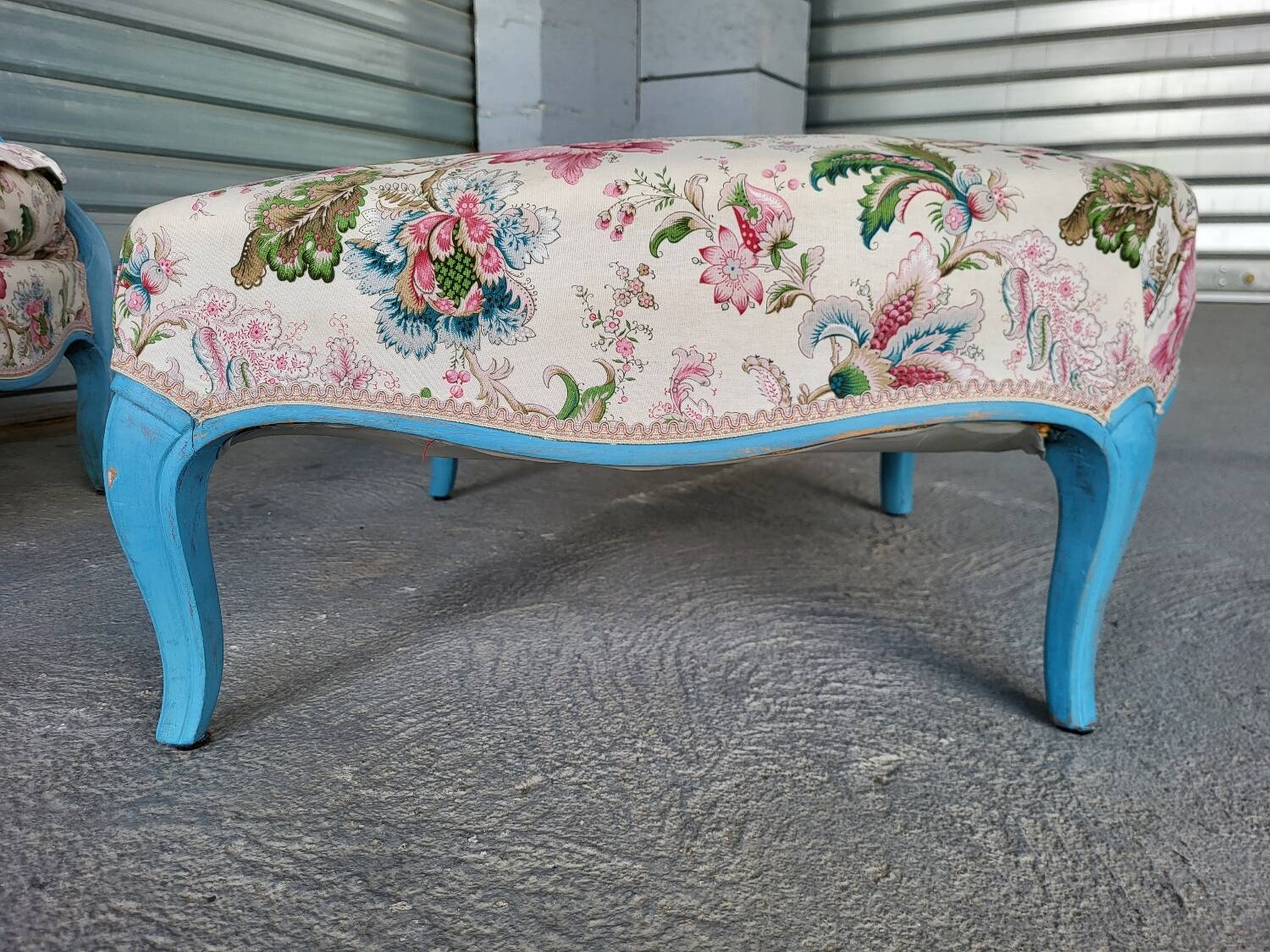 Louis XV style armchair and footstool