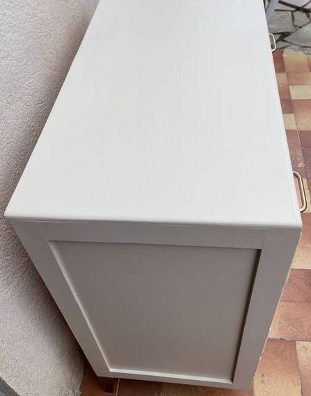 Commode vintage restaurée beige