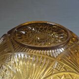Vintage pressed glass salad bowl amber Belgium - Art Deco style