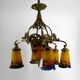 Gilded bronze and blown glass paste chandelier, Muller Frères, Art Deco