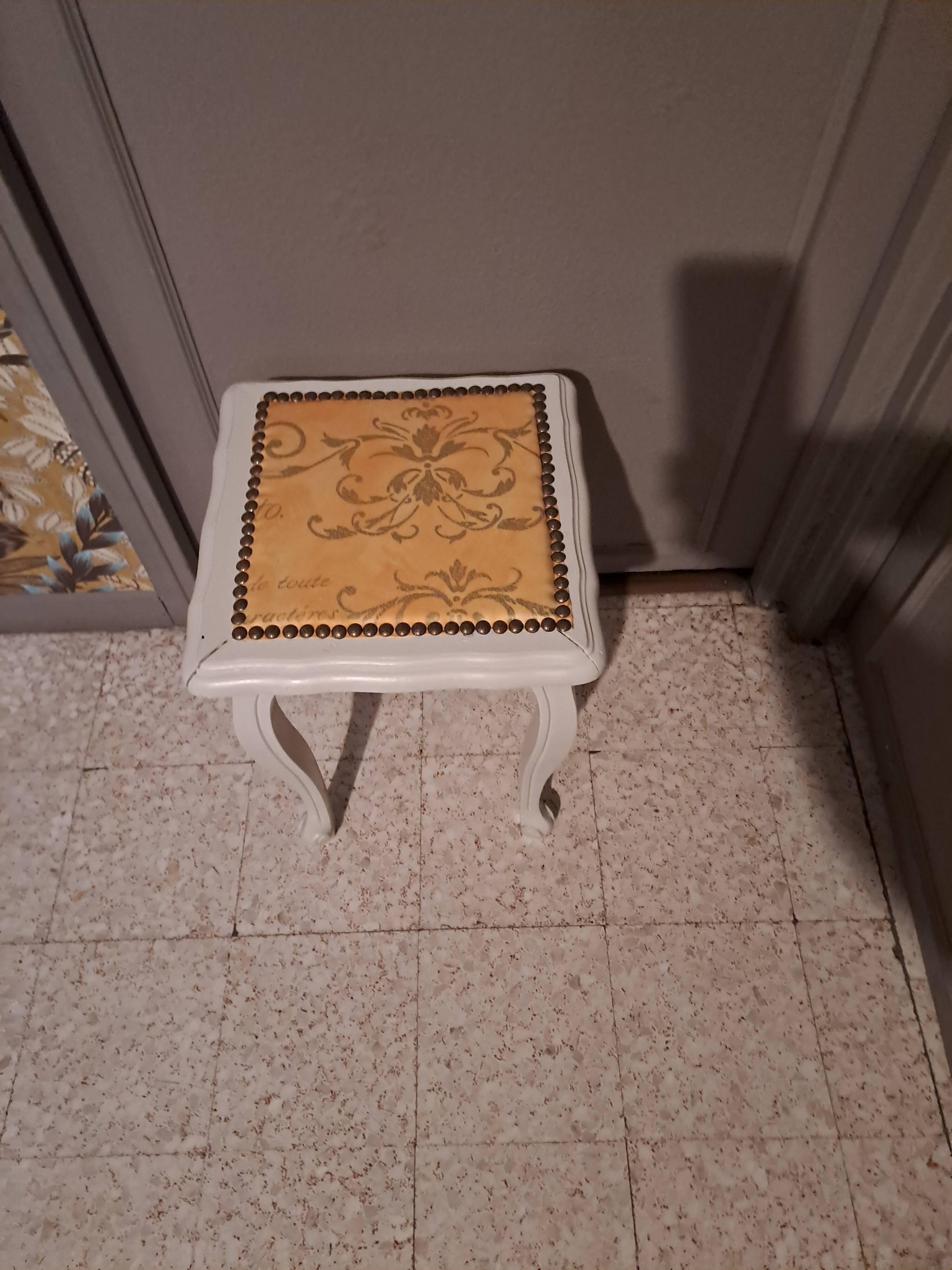 Wooden piano stool painted in linen grey 1950