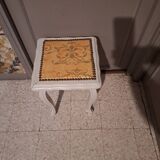 Wooden piano stool painted in linen grey 1950