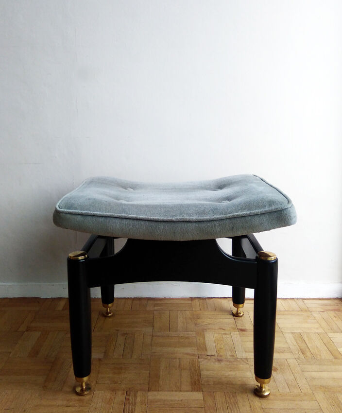 Tabouret velours bleu E Gomme G Plan 1950/60