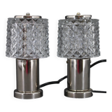 1970s Pair of Nightstands Glass Lamps by Kamenicky Senov, Czechoslovakia