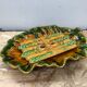 Old asparagus dish vallauris d.m. ceramic green & yellow vintage