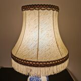 Gien porcelain lamp fringed lampshade