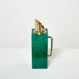 Thermos pitcher in green parchment and brass by Aldo Tura 1960
