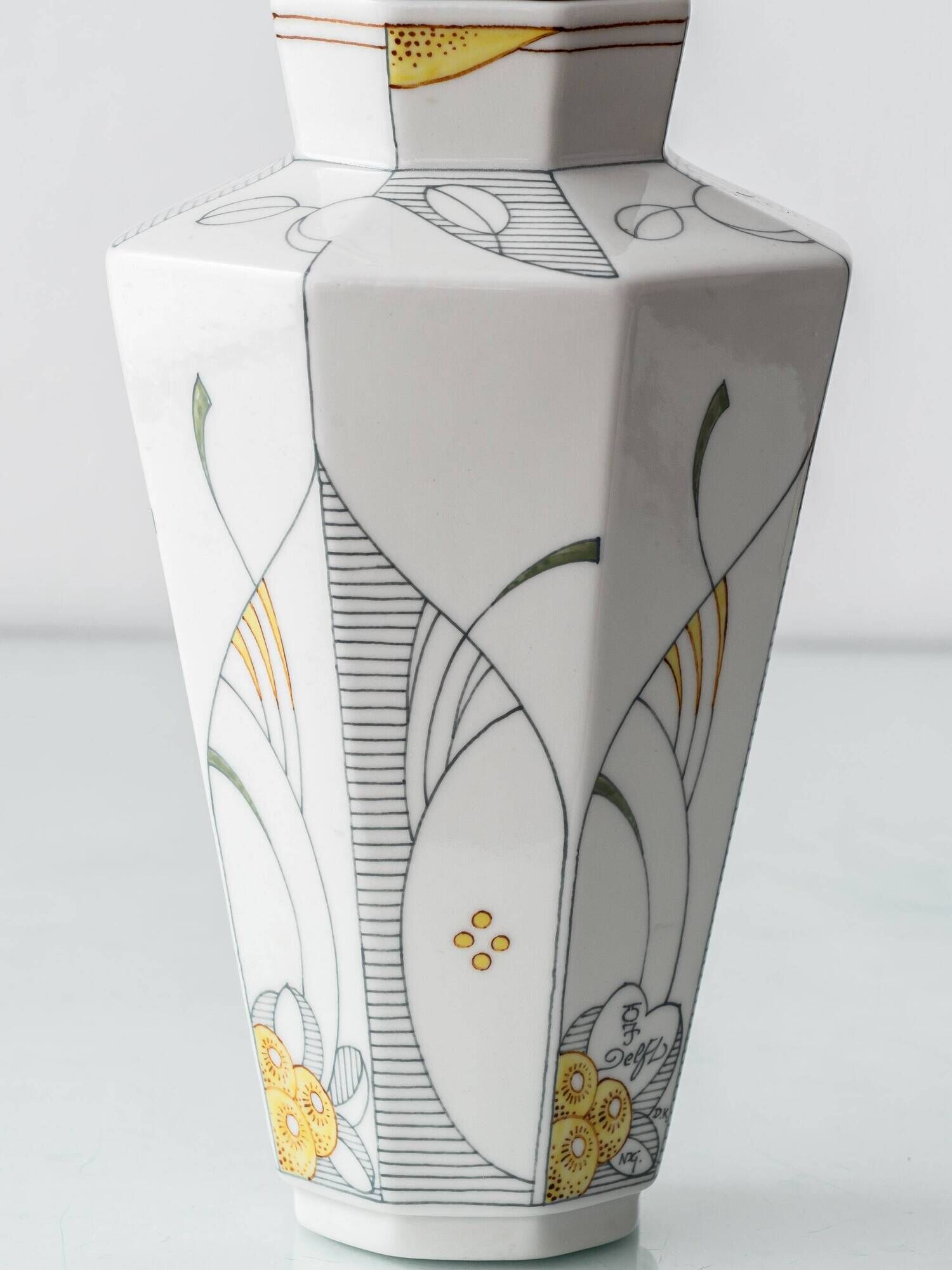 Vintage Art Deco Table Lamp by Royal Delft, Hand-Painted Ceramic
