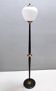 Opaline Glass, Beech and Brass Floor Lamp with Marble Base, Italy